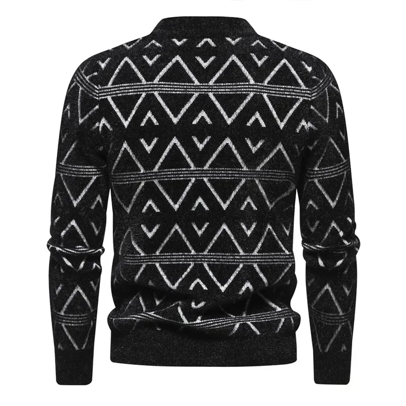 2024 High Quality Trend Men's  New Imitation Mink Sweater Soft and Comfortable Warm Knit Sweater  Pullover Tops