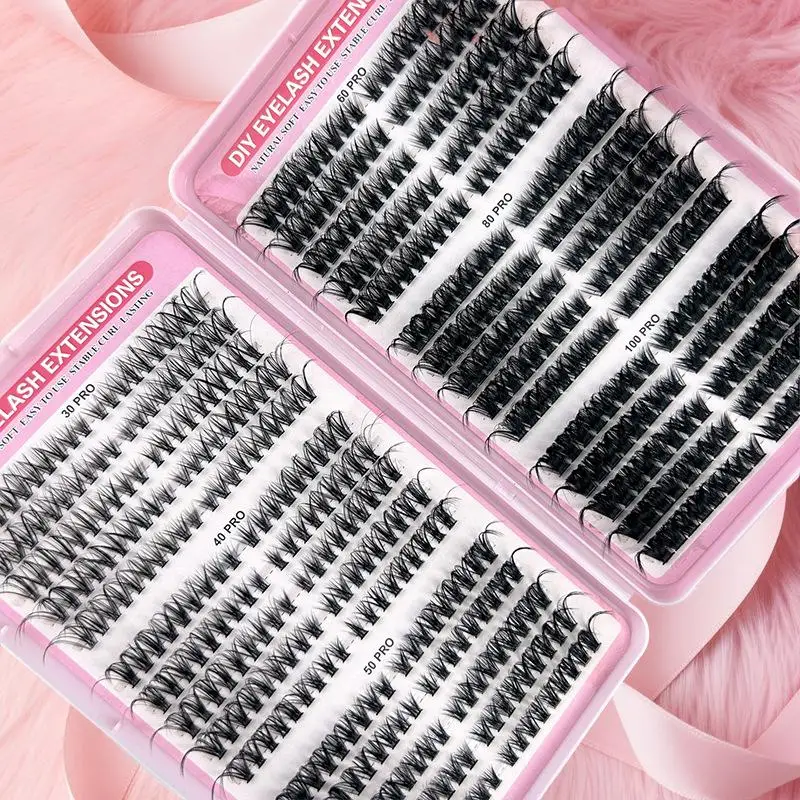 Mix False Eyelashes DIY Thick Fluffy Segmented Cluster Lashes 60D 80D 100D Density Lash Large-capacity Fox Style Lash Book