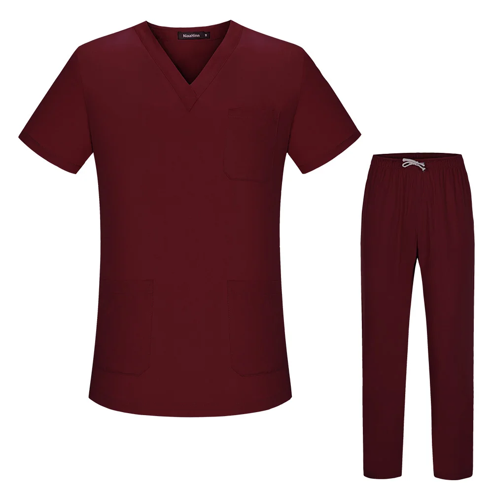 Wysokiej jakości mundury Spa Unisex V-neck odzież robocza pielęgnacja zwierząt domowych instytucje Scrubs zestaw Salon kosmetyczny ubrania Scrubs topy spodnie