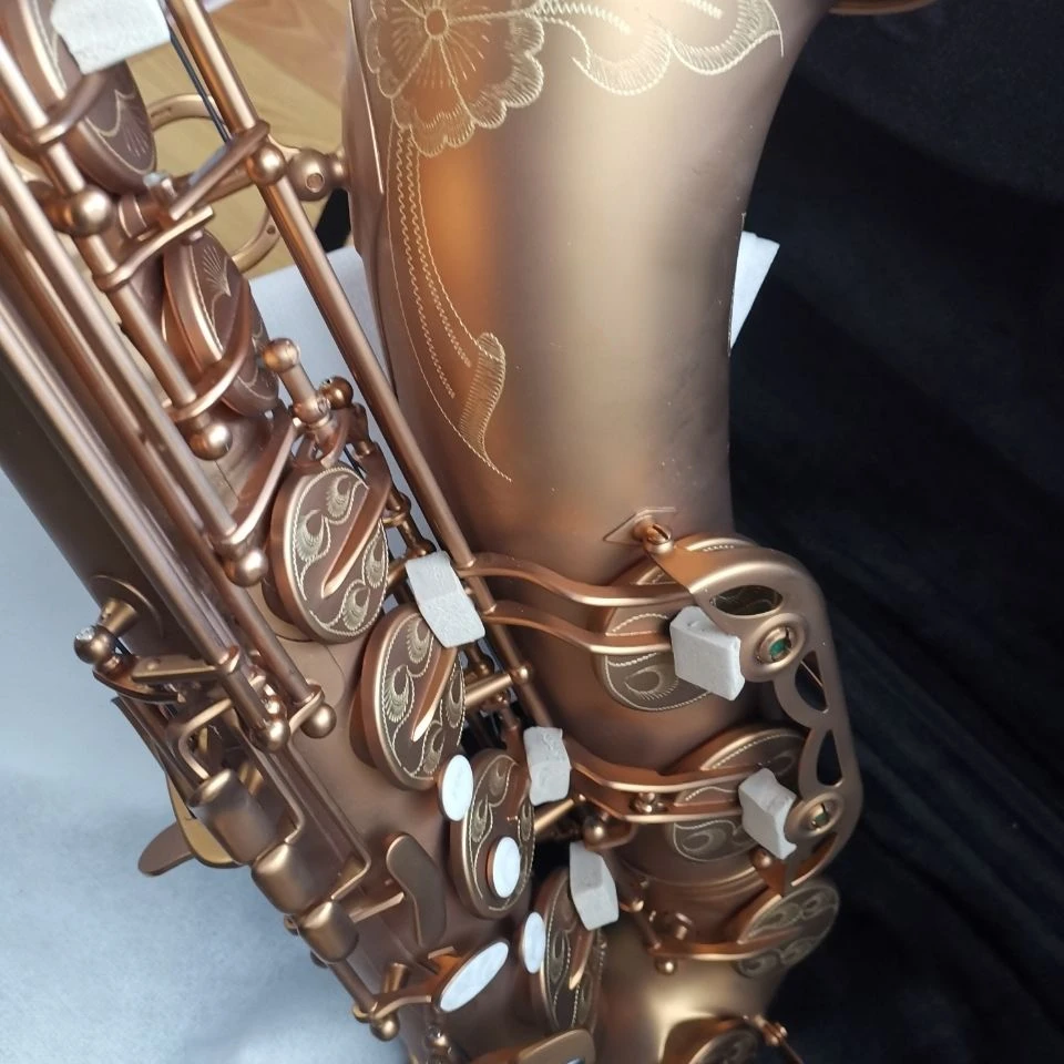 European high-end brown Bb Tenor saxophone drop B tone retro frosted gold-plated professional tenor sax instrument customization