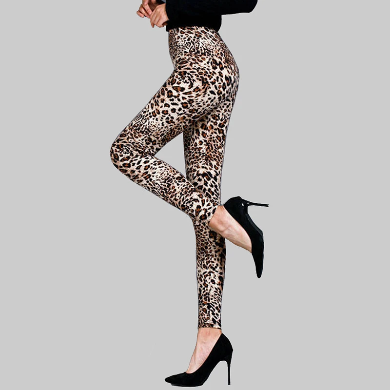 

Women Sexy Seamless Leopard Print Leggings Pants Simple Slim Fit Elastic Trousers Fashion Pants Nine Point Bottom Female Pants