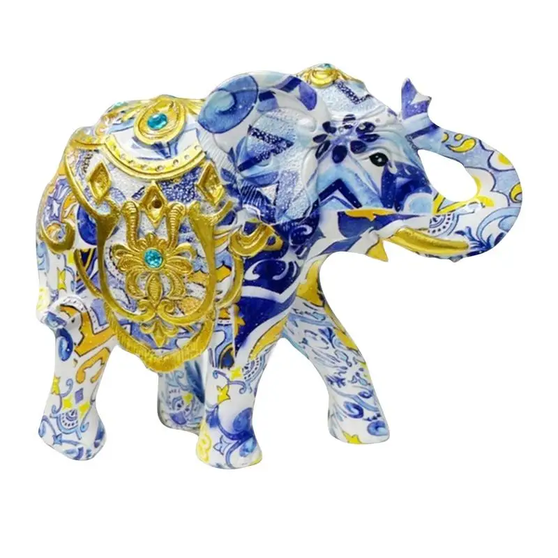 Decorative Elephant Statue Sophisticated Resin Ornament Animals Figurines Collectible Elephant Statue Decor For Desktop Table