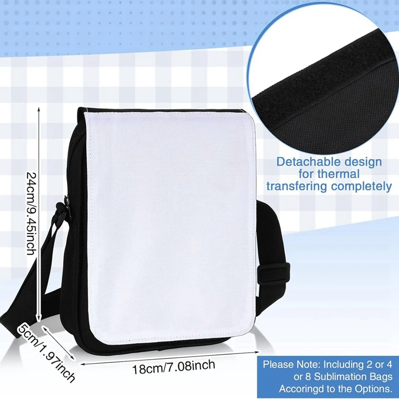 2 Pcs Sublimation Bags Sublimation Crossbody Bag Blanks Sublimation Shoulder Bag Sublimation Blank Bag For Birthday