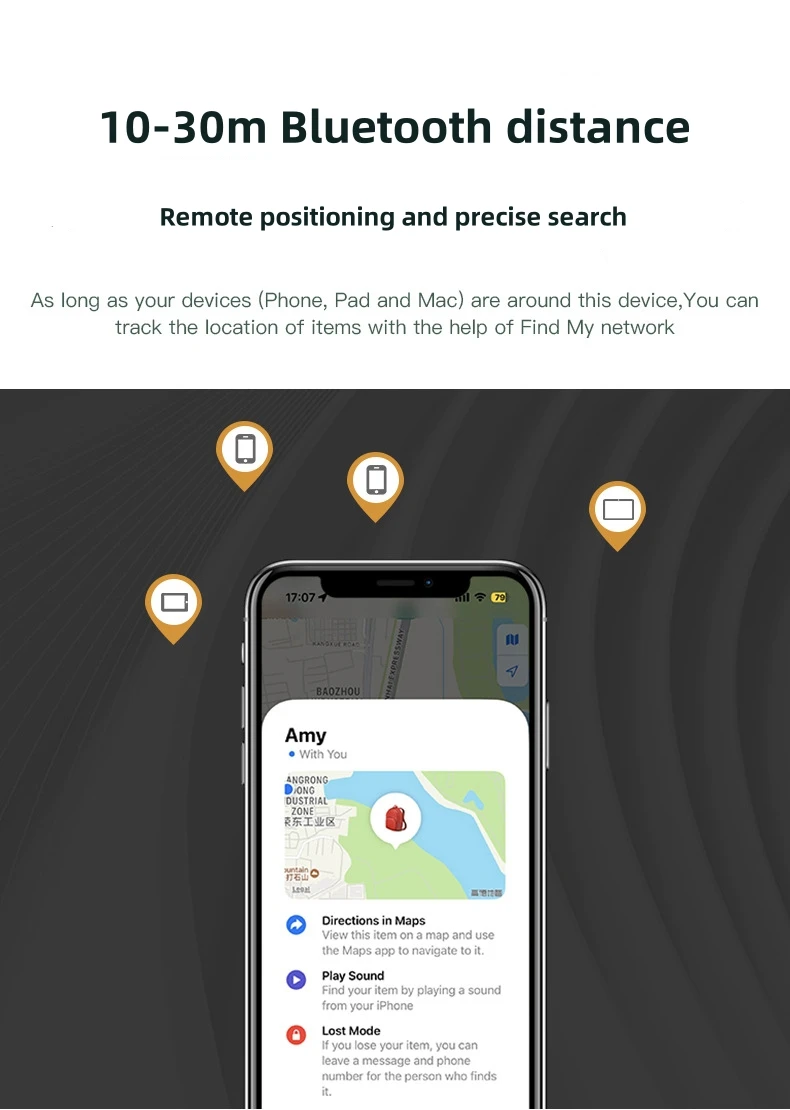 Smart Finder Key Locator 80dB Tracking Device Bluetooth Anti-Lost Tag Alarm promemoria funziona con Apple Find My For Pets Smart Tag