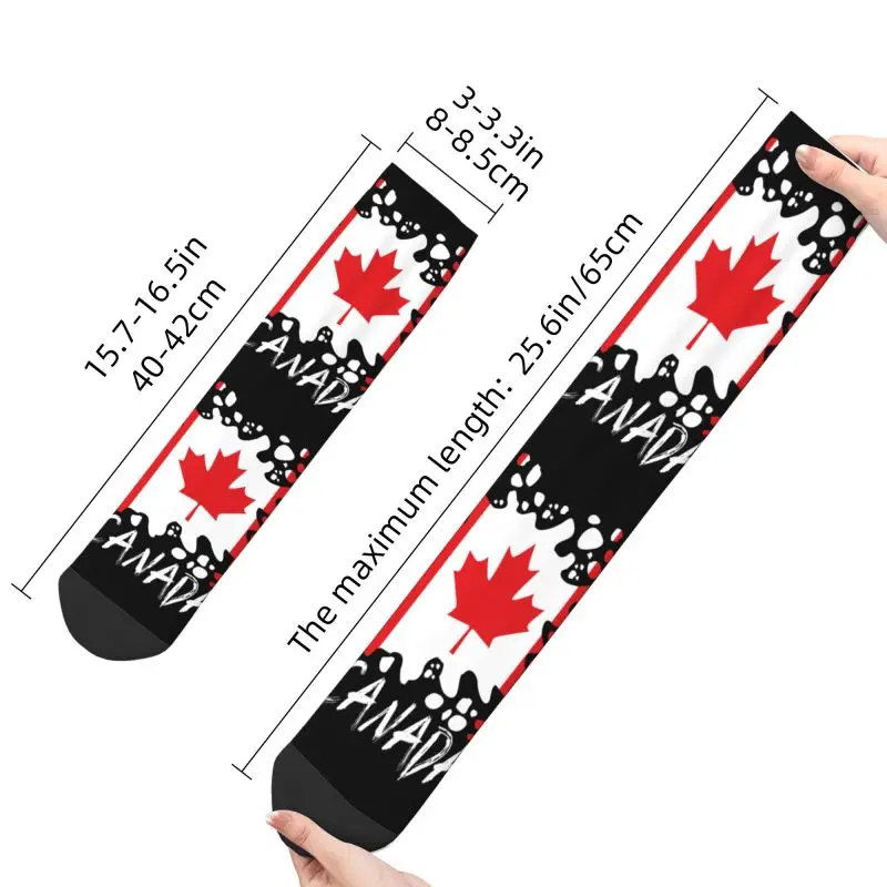 Fun Printing Canada Flag Socks for Men Women Stretchy Summer Autumn Winter Retro Canadian Flag Splat Crew Socks