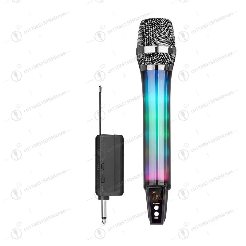 Wireless Microphone 2 Pack RGB Colorful Light for Home Singing Performance KTV Universal Mic System