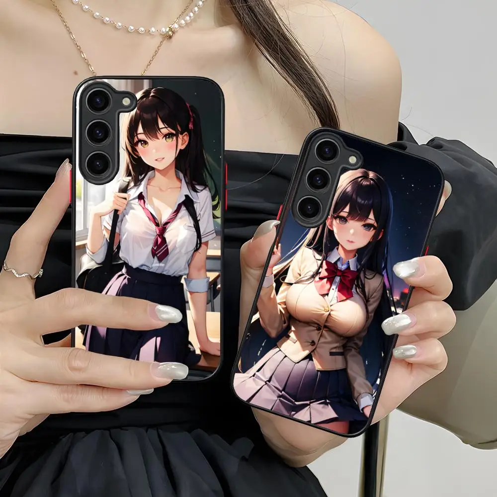 JK School Uniform Girl Phone Case for Samsung Galaxy S26 S25 S24 S23 S22 S21 Plus FE Ultra Skin Feel Shockproof Cover