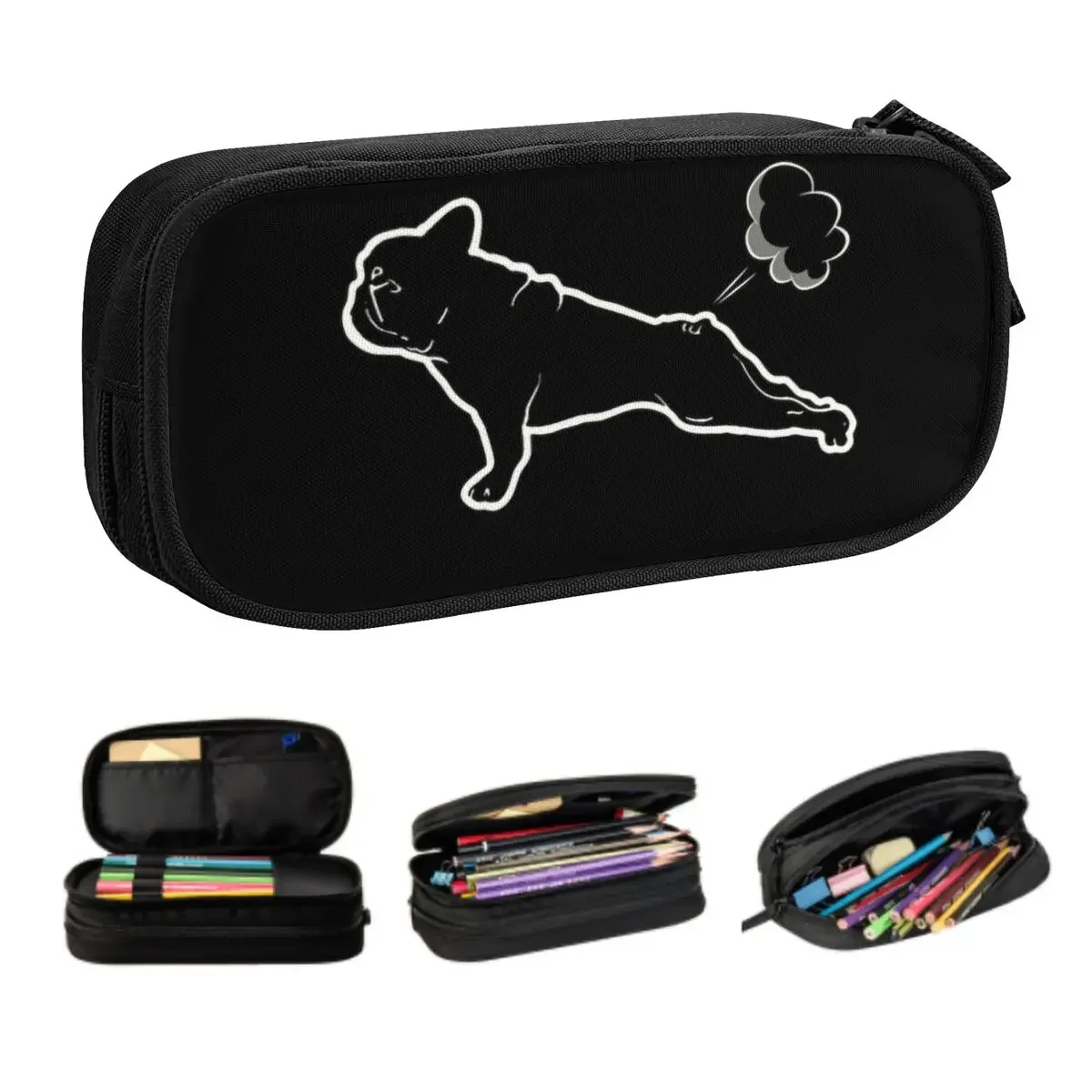 

French Bulldog Yoga Kawaii Pencil Cases Boy Girl Large Capacity Pencil Pouch Students Stationery