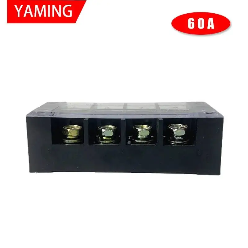 2pcs TB-6004 Terminal Block Row TB Series 60A 600V 4P Connection Lug Plate Fixed Terminal Covered Screw Barrier TBC-604/TC-604
