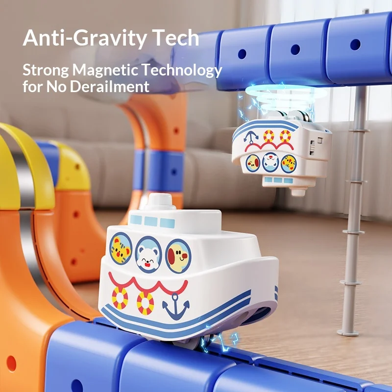 รถไฟแม่เหล็ก ชุดต่อรถไฟแม่เหล็ก ของเล่นรถไฟไฟฟ้า DIY ของขวัญวันเกิดและวันหยุด