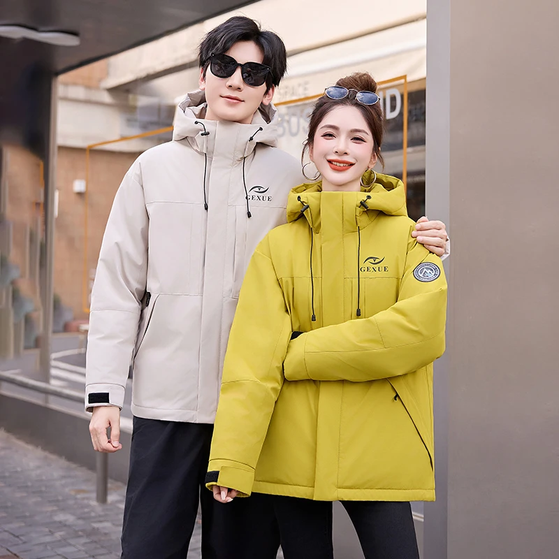 

Куртка с капюшоном для пар на осень-зиму, теплая повседневная свободная рабочая одежда для женщин, ветрозащитное хлопковое пальто