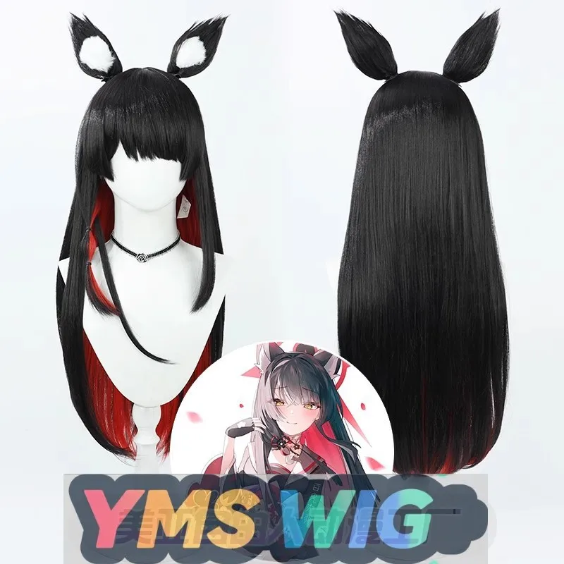 

【YMS WIG】Blue Archive Big Fox Hozaka Wakako Косплей Парик Game Blue Archive Черный Красный