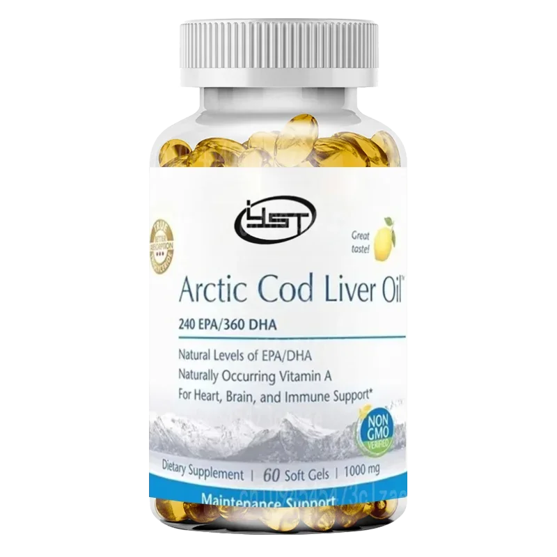 

Arctic Cod Liver Oil, Lemon -60 Soft Gel - Omega3 and EPA and DHA Health Immunity, Overall Health -30 Non Transgenic
