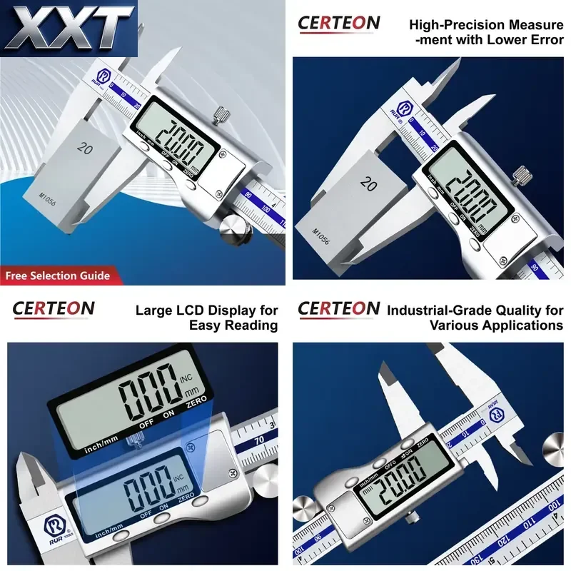 Цифровой штангенциркуль XXT из нержавеющей стали с ЖК-дисплеем, прецизионный измерительный инструмент, 0-150 мм, 0-200 мм, метрический/дюймовый цифровой штангенциркуль