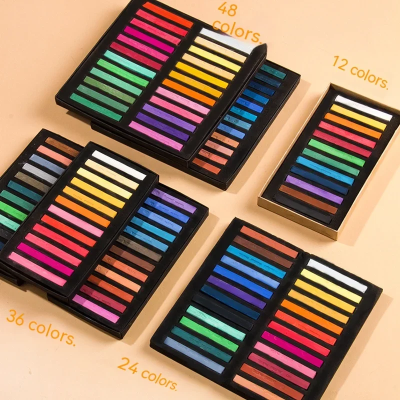 Imagem -05 - Conjunto de Lápis de Giz de 12 24 36 48 Cores Desenho Colorido Bastão de Pastel Macio e Seco para Iniciantes Estudantes de Arte Pintura Materiais de Papelaria