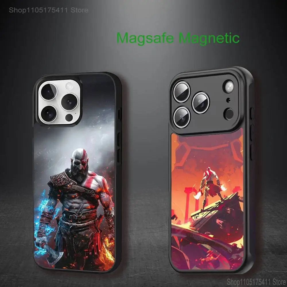 

Чехол для телефона Game G-God of W-War для iPhone 17, 16, 15, 14, 13, 12, 11, Pro, Max, Plus, Mini, SE4, магнитный, для беспроводной зарядки Magsafe