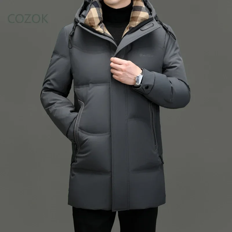 Milk Silk Hooded Men's Down Jacket Designer Clothes Men Warm Winter Men Down Jacket 2024 Long Sleeve Male Coat Men's Clothing