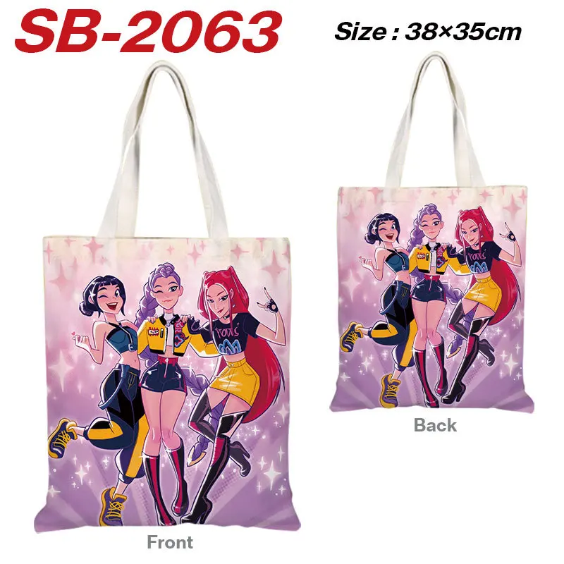 K-Pop Demon Hunters Toy Anime Kpop Girl Group Rumi Zoey Mira Figures Canvas Bag Student Shopping Single-Shoulder Bag Xmas Gift