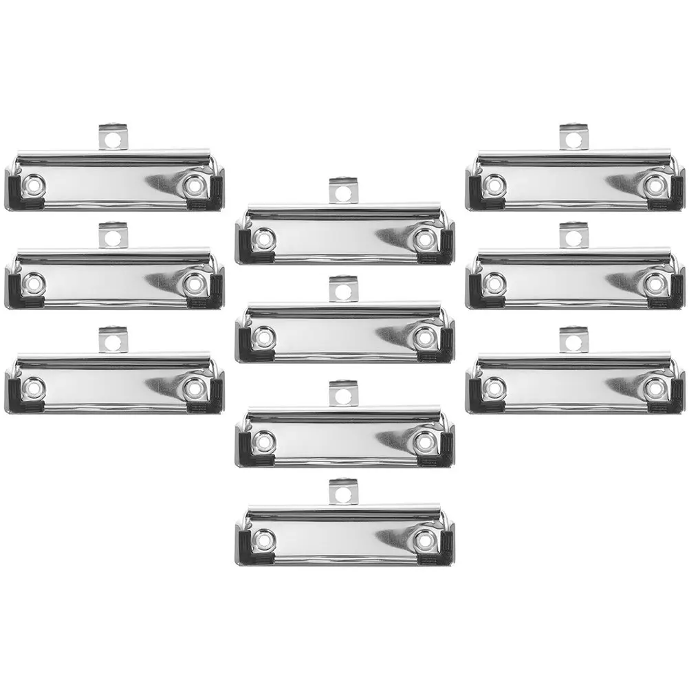 

10Pcs Low Profile Metal Clipboard Clips with Rubber Grip Hanging Hole for File Board Notes Photos Memos Office Stationery
