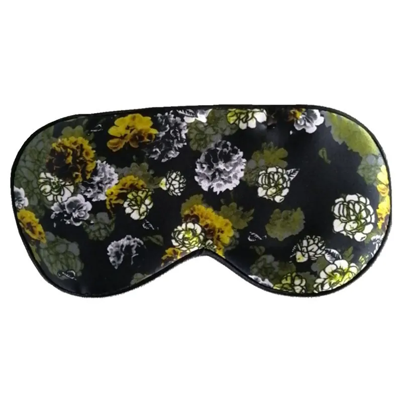 100% Pure Mulberry Silk Eyemask Spot Printed Breathable Mulberry Silk Eye Mask Air Travel Blackout Sleep Accessory Black Color