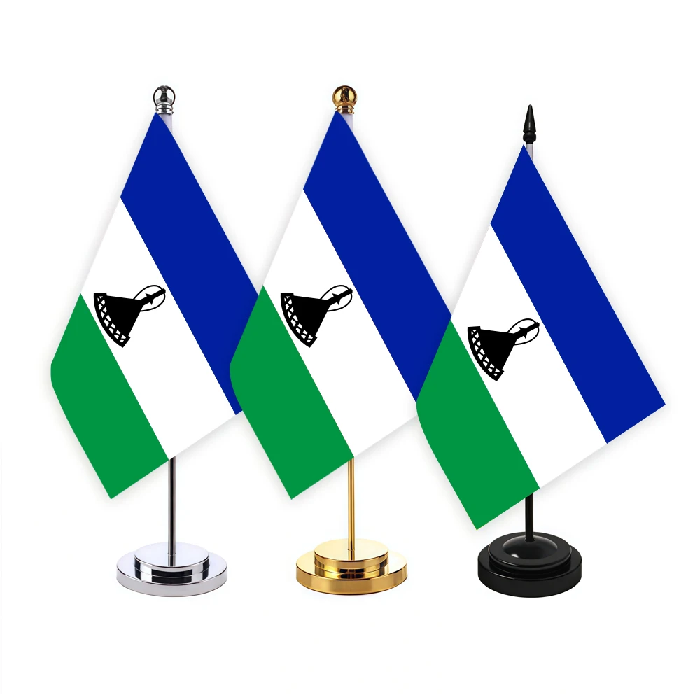 CYPOMELO office desk flag Lesotho flag 14x21cm Lesotho desktop small decorative flag (with flagpole)