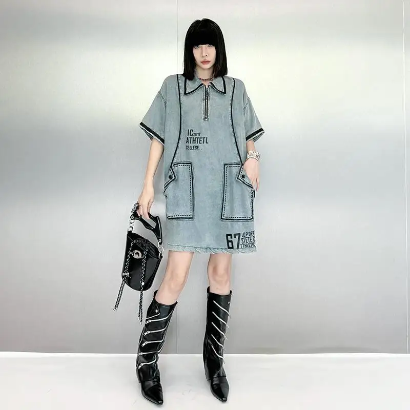 فستان نسائي جديد للربيع والصيف فستان فضفاض مطبوع كبير الحجم للركاب