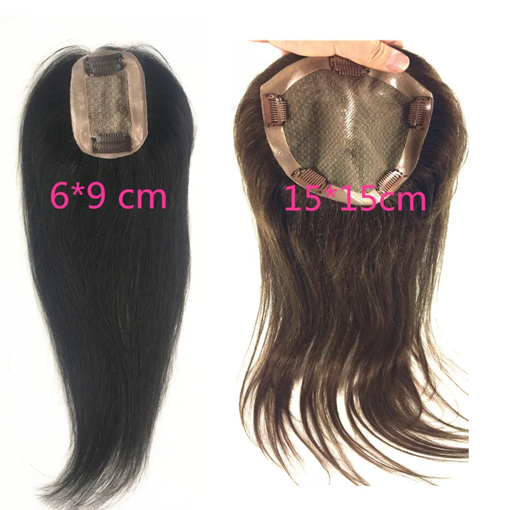 Vsrhair18Inch15*15 Hair Topper Silk Base 6*9 Large Lace Size Straight 150% Hand Tied Human Hair Topper For Hair Lose Women