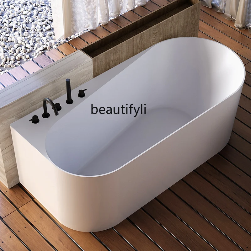 

Acrylic bathtub seamless integrated household, oval, personalized freestanding double bathtub