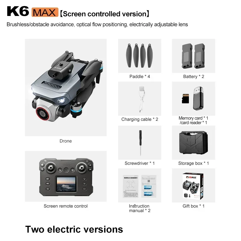 

NEW K6 MAX Drone Obstacle Avoidance 4K HD ESC Tripple Wide Angle Cameras Optical flow positioning Foldable FPV Height Hold Drone