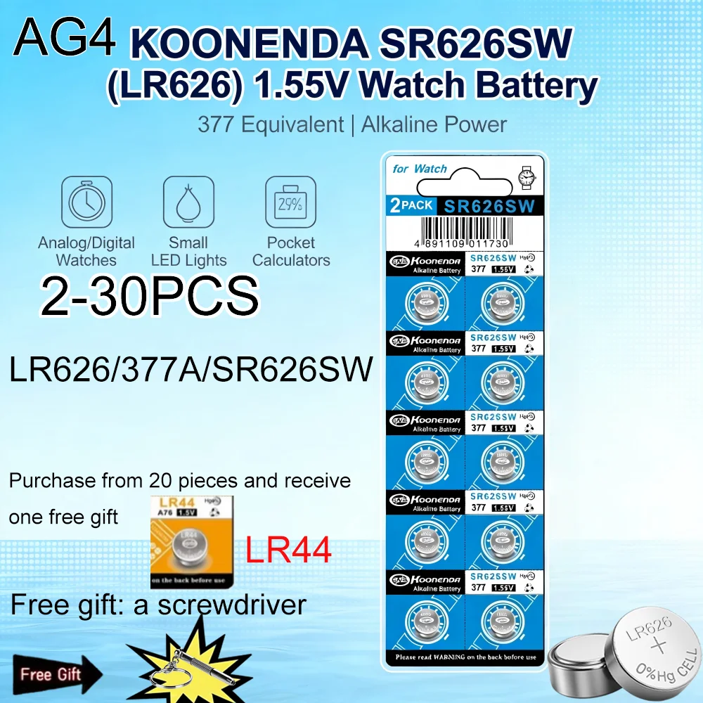 2-30Pcs High Capacity SR626SW AG4 LR626 377A V377 1.5V Alkaline Button Cell Batteries |  r for Watches Mini Flashlights Toys