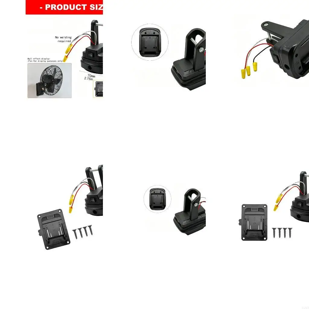 62KD 8in Fan Base Replacement Assembly, ABS Housing with Mount Support, 21V Power Structure and 5V Output for Repair and Routine