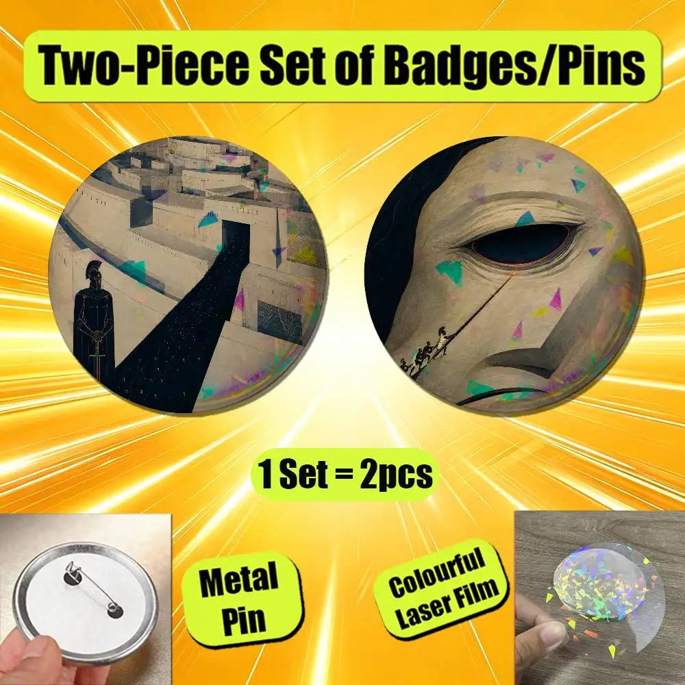 For Odyssey Agamemnon Spartan Badge Pin Insignia 2 Pcs Set Round Button Emblem Laser Film Cosplay 25mm Custom