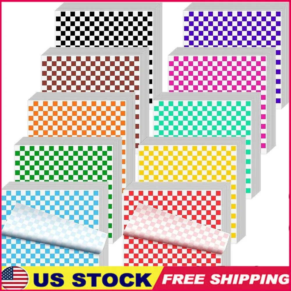 

2000 Sheets Deli Paper Wax Sheets Greaseproof Checkered Food Basket Liners Disposable Microwavable Cooking Wrapping Pads
