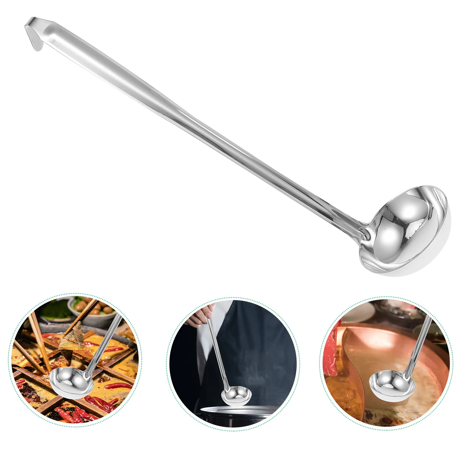 

Stainless Steel Spoon Pot Deep Spoons Tablespoon Metal Ladle Hotpot Soup Serving