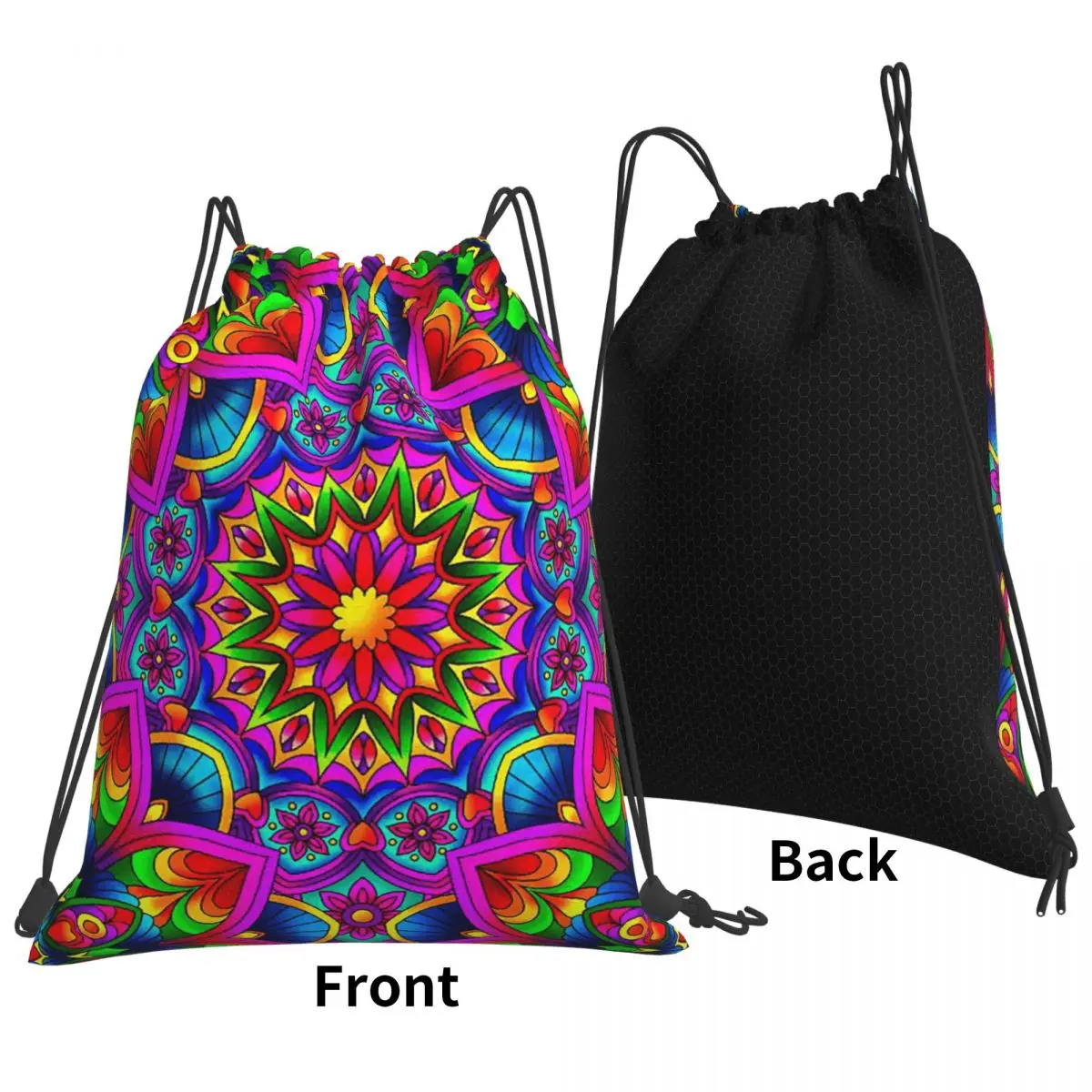 

Psychedelic Summer Color Mandala Print Backpacks Portable Drawstring Bags Sundries Bag Book Bags for Man Woman Students