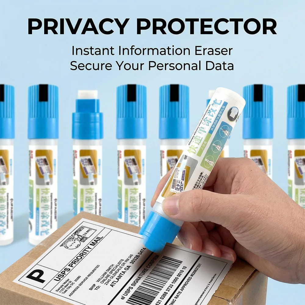 1/3/5Pcs Thermal Paper Erase Pen High Capacity Delete Sensitive Information Protection Personal Data Privacy ID Home Office Tool