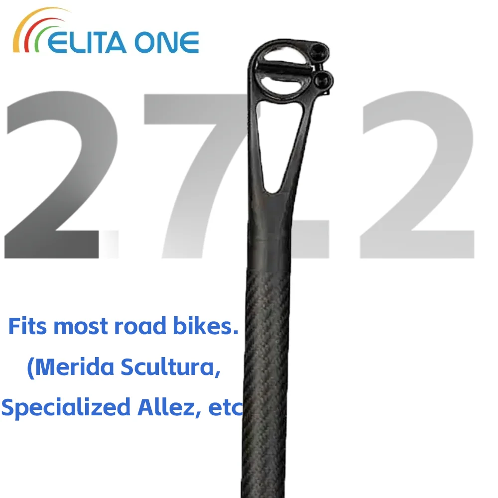 

Elitaone Master Series Carbon Fiber Seat Post Setback 5mm MTB Road Bike Seatposts 27.2mm 350/400 with 7x9mm Oval Rail Half Shell