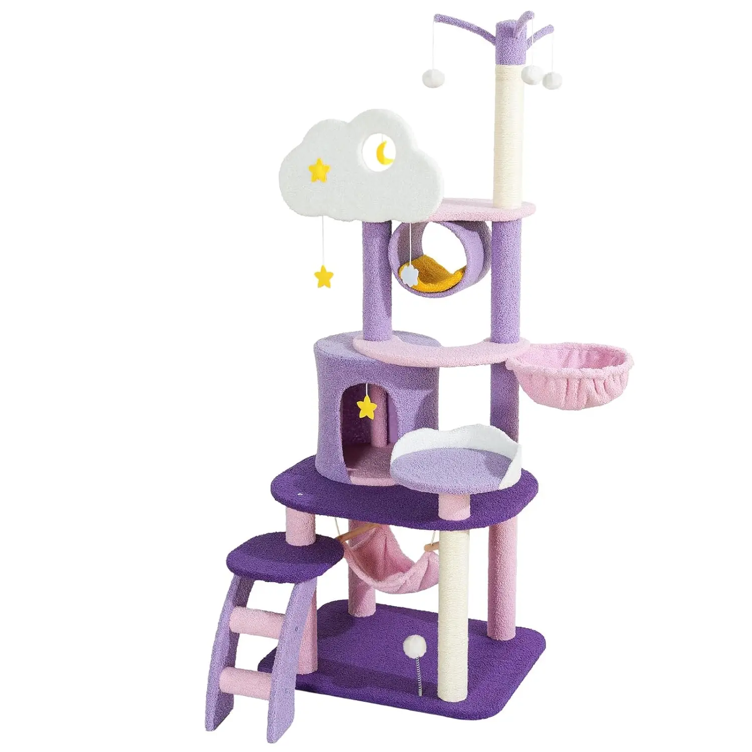

65in Cute Cat Tower Indoor Large Tall Activity Condo with Scratching Post & Hammock for Big Cats, Custom