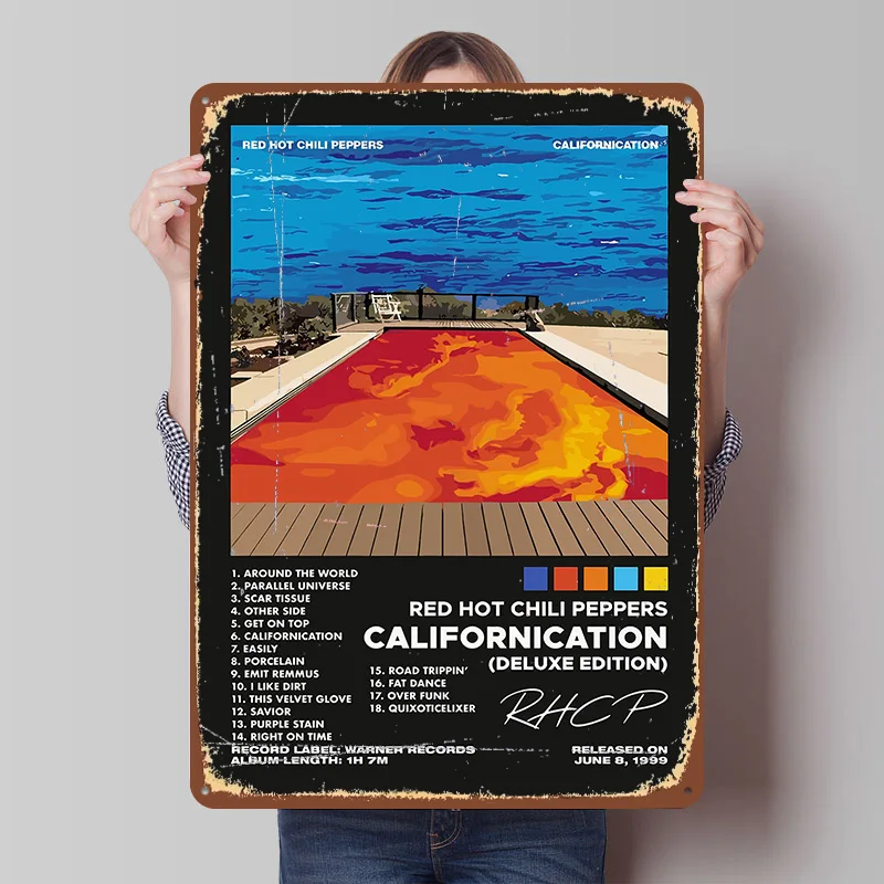Red Hot Chili Peppers Californication Printed Poster Customized Wall Art Retro Vintage Metal Tin Signs for Home Bar Accessories