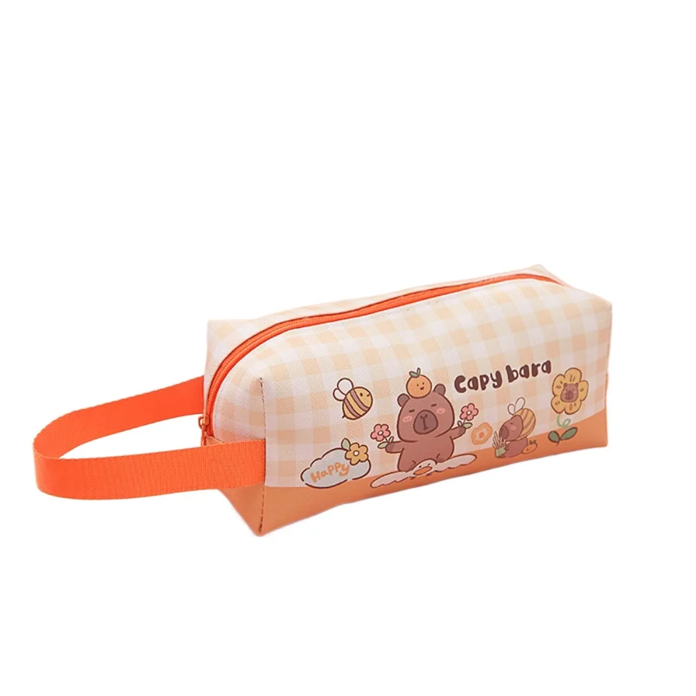 Capybara Student Pencil Bag Large Capacity PU Stationery Storage Box Cute Cartoon Pen Bag Student Gifts School Supplies