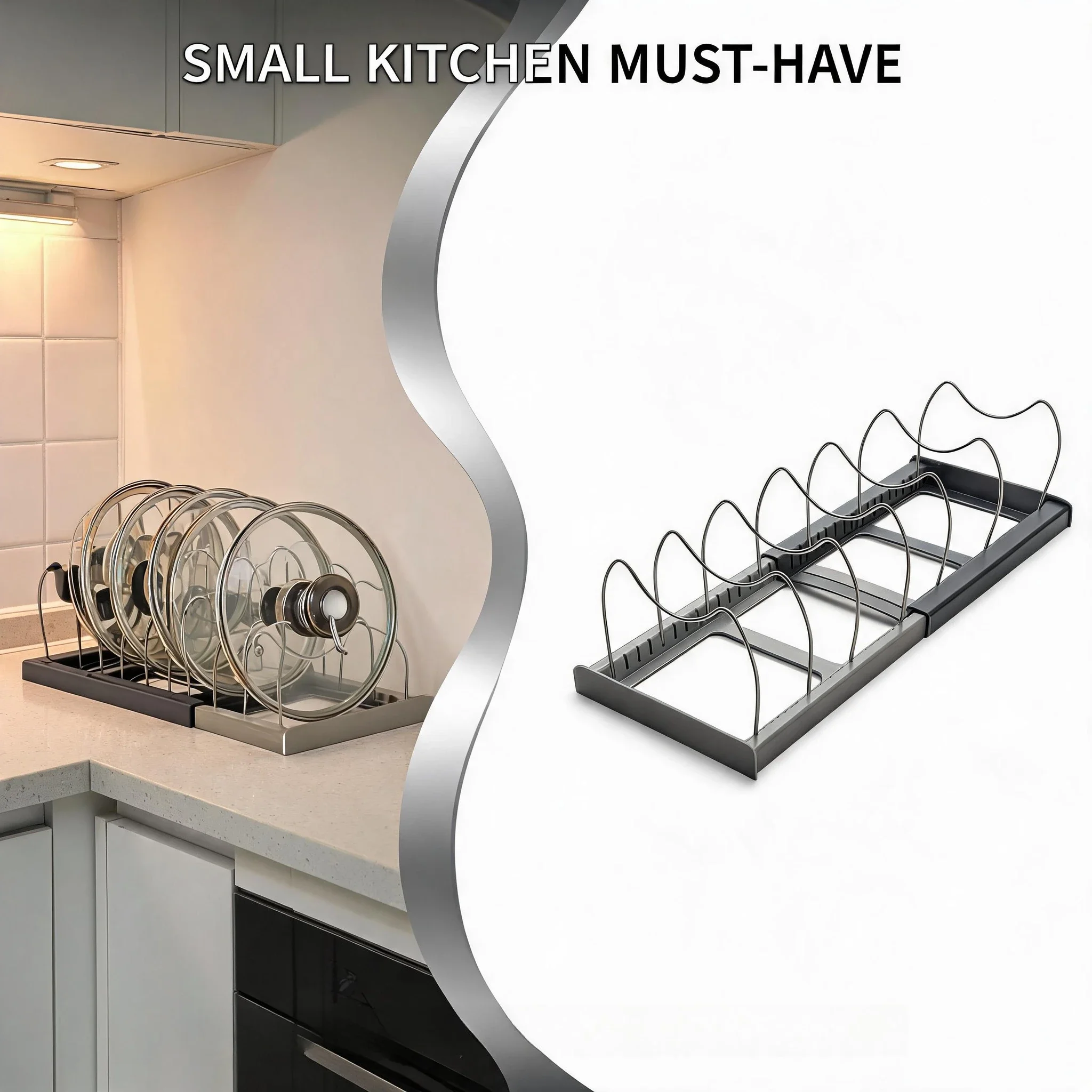 For Pan Pot Lid Cutting Board Durable Expanding Stainless Steel Storage Rack Kitchen Cabinet Drying Cookware Dish Rack Organizer