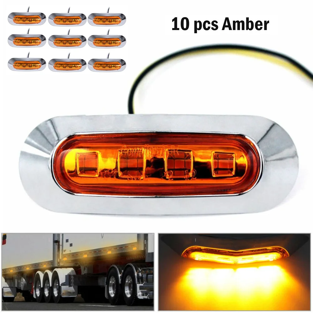 Trailer Indicator Amber LED For Trailer Installation Shockproof Sealed Lens Mounting Bracket Included 2 W Power
