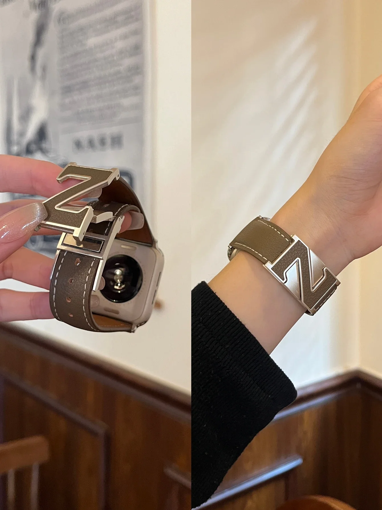 

New Magnetic Bracelet Leather loop Correa For Apple Watch band 10/9/8/7/6/5/4/3 SE 38mm 40mm 41mm 42mm 44mm 45mm 46mm 49mm Strap