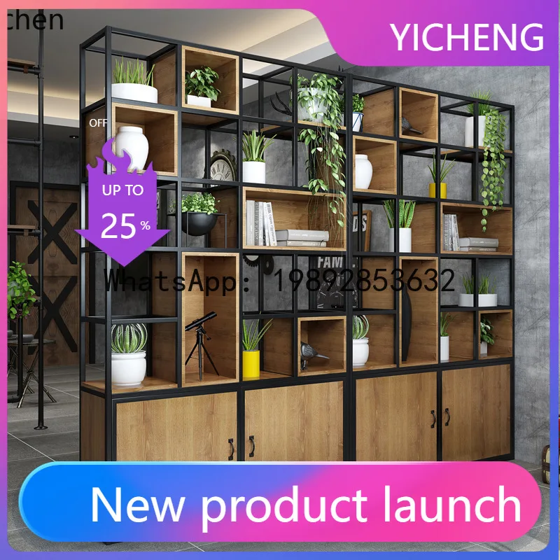 A2-27   Shelf Office Screen Display Rack American Iron Art Living Room Decoration Multi-layer Storage Solid Wood Storage Cabinet