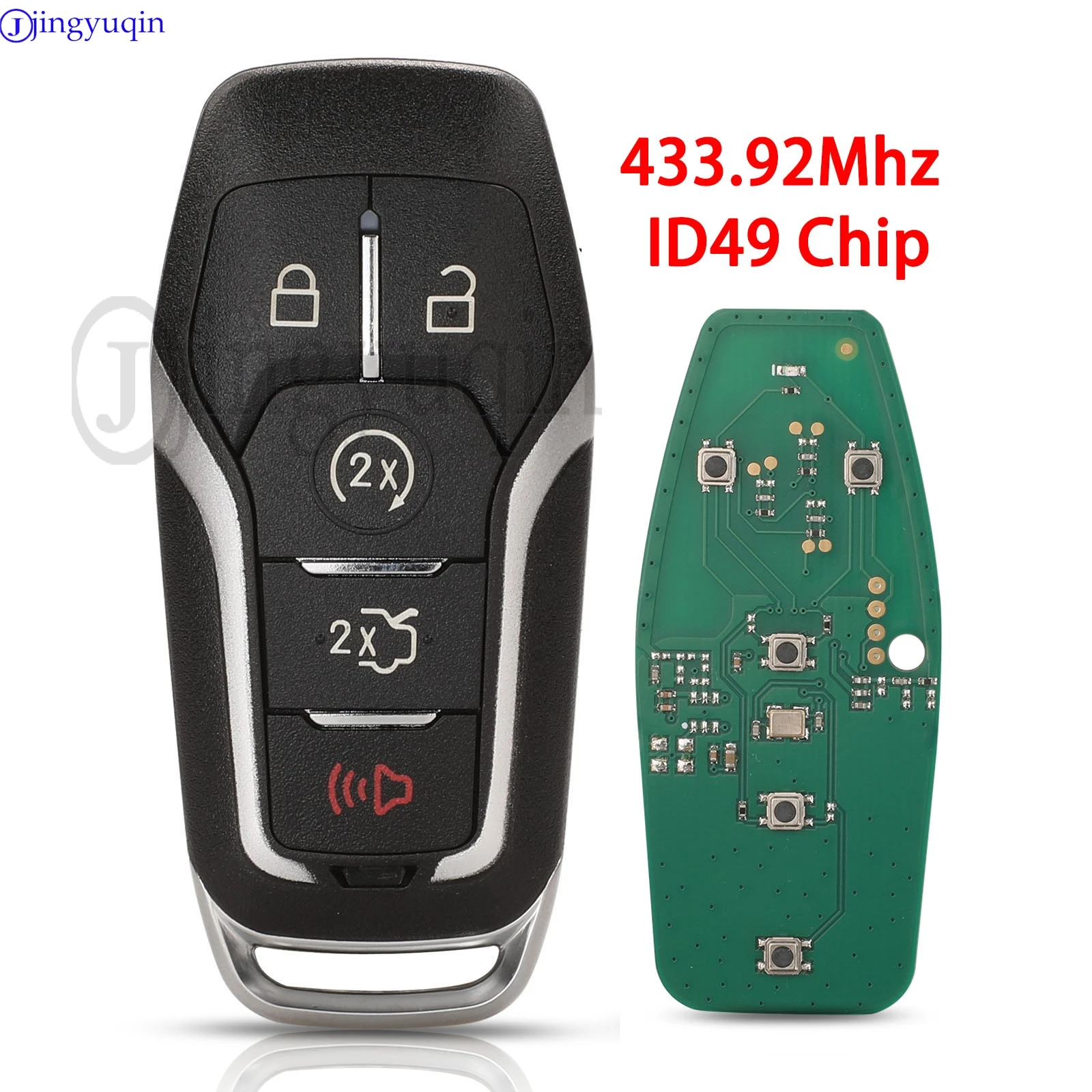 

Jingyuqin 433,92 МГц ID49 чип 5 кнопок умный пульт дистанционного управления ключ от автомобиля для Ford Fusion Explorer Edge Mustang 2017 2018 ключ управления