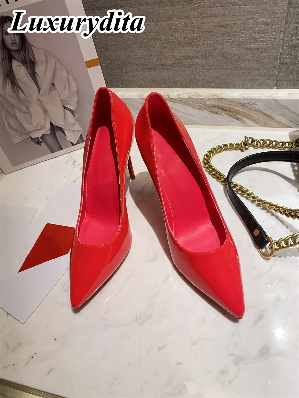 

Top Quality Womens High Heels 0-12cm Luxury Fashion Ladies Sandals Designer Classic Red Heel Real Leather sole Mules Shoes 2231