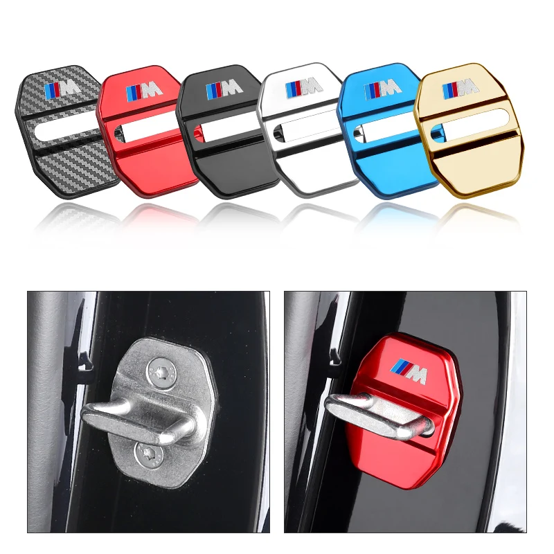 4PCS Car Door Lock Cover Carbon Fibre Stikcer Case Car Accessories For BMW E46 E90 E60 F10 E39 F30 E36 F20 E87 E90 E70 E91 E30