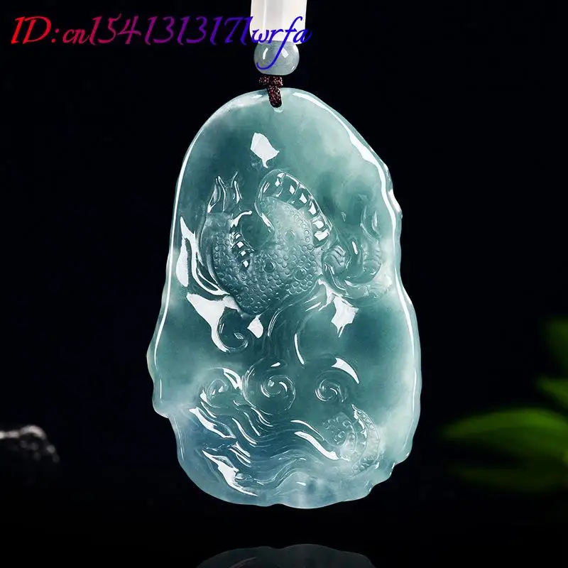 ميانمار الجاديت التنين قلادة سحر الفاخرة منحوتة تميمة قلادة هدايا للنساء الحقيقي اليشم التعويذات مصمم الأزياء