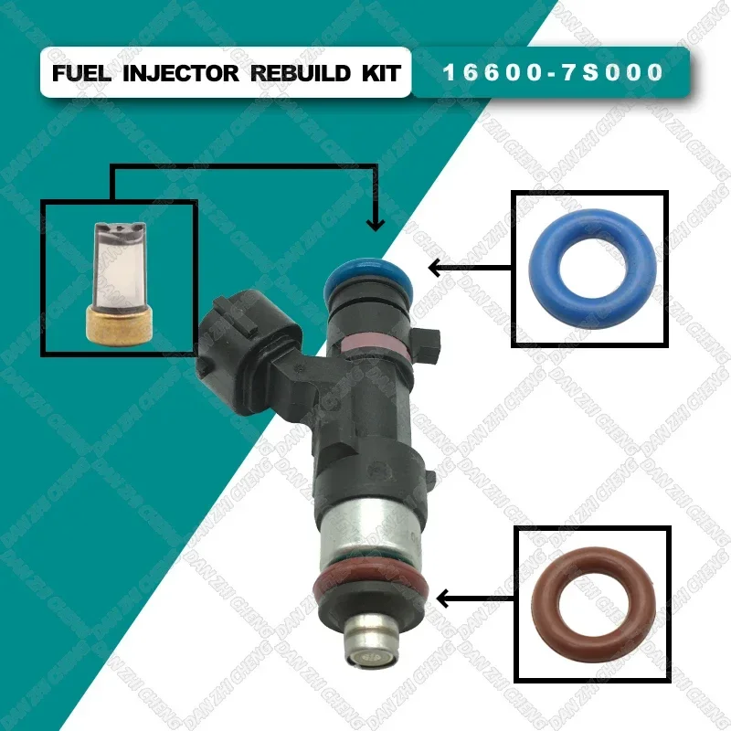 Fuel Injector Service Repair Kit Filters Orings Seals Grommets for 0280158007 04-07 Nissan Titan VK56DE 5.6L V8 166007S000