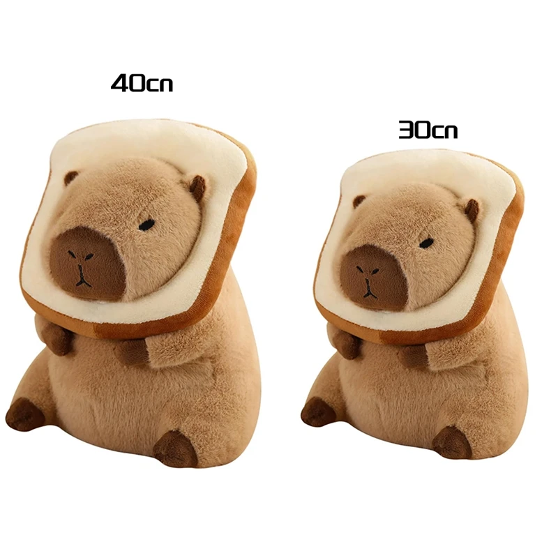 Cute Capybara Plush Pillow With Wearable Toast Headwear Kawaii Bread Capybara Stuffed Animals Toys Hugging Gifts Durable 40Cm